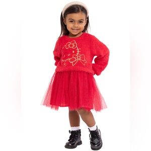 Hello Kitty Red Tutu Sweater Dress Girls 18M Holiday Party